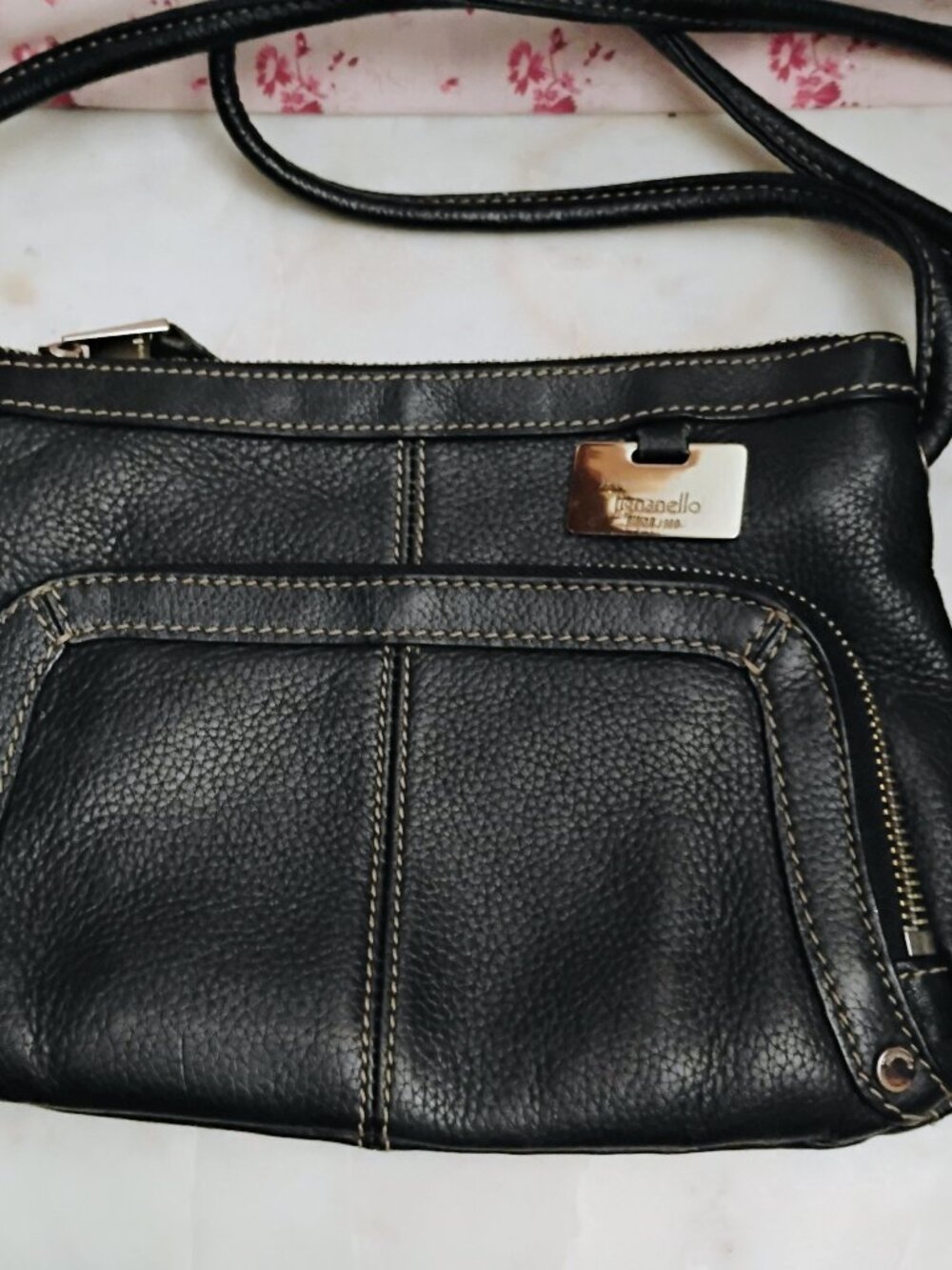 Tiganello Small Black Leather Crossbody Purse